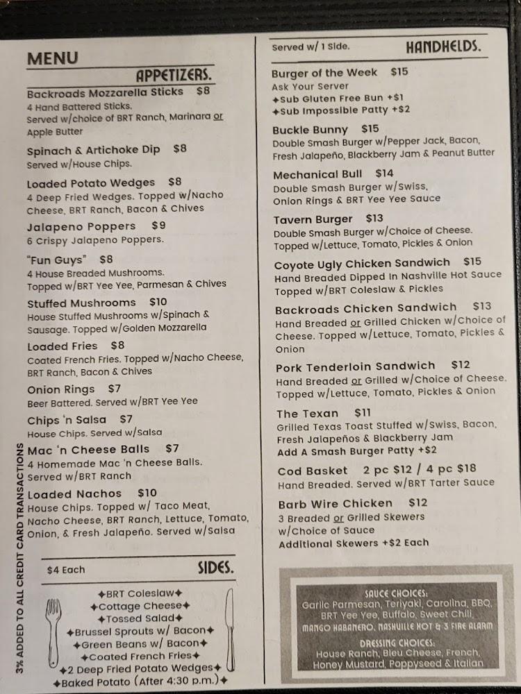 Backroads Tavern in Wolcottville Menu image 2